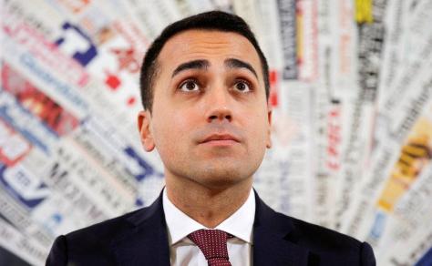 FILE PHOTO:5-Stars movement Di Maio looks on as he arrives for a news conference in Rome